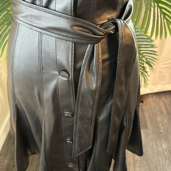 Alice + Olivia OFRA VEGAN LEATHER MINI DRESS WITH TIE BELT, Size 2, $465 - Picture 10 of 15
